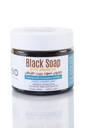 Black soap with argan oil, eucalyptus and mint